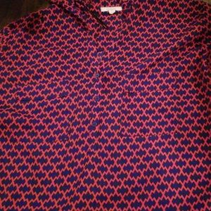 Pleione Tops - Red & Blue 3/4 sleeve blouse Pleione Tops - Red & Blue 3/4 sleeve blouse